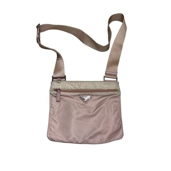 Prada Handbags - Prada Pink Nylon Crossbody Bag Triangle Logo